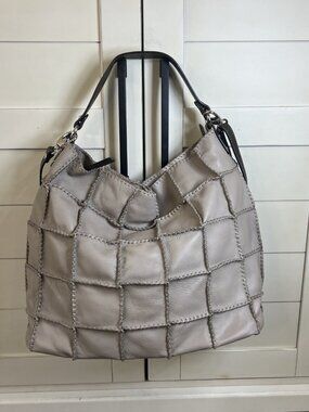 Gianni Conti Italian Butter Soft Leather Beige Satchel Shoulder Tote Bag